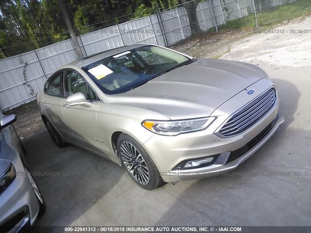 3FA6P0RU0HR359815 - 2017 FORD FUSION TITANIUM HEV GOLD photo 1