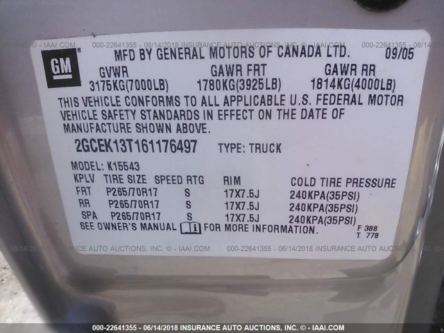 2GCEK13T161176497 - 2006 CHEVROLET SILVERADO K1500 SILVER photo 9