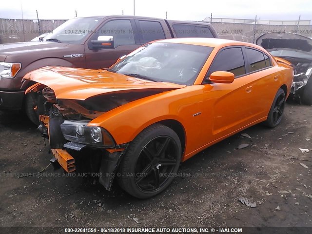 2C3CDXCT3EH155407 - 2014 DODGE CHARGER R/T ORANGE photo 2