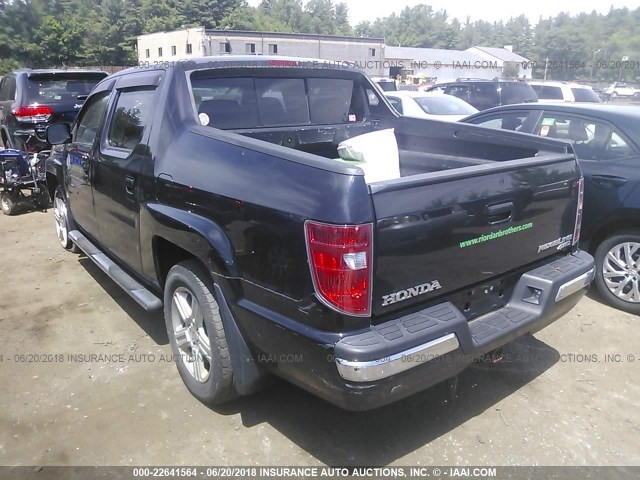 5FPYK16509B106461 - 2009 HONDA RIDGELINE RTL BLACK photo 3