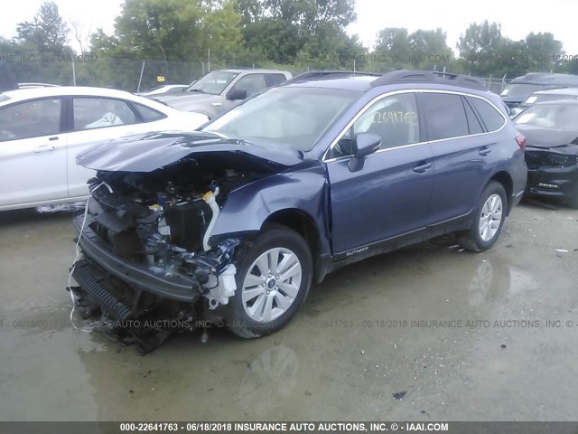 4S4BSAFC5J3304348 - 2018 SUBARU OUTBACK 2.5I PREMIUM BLUE photo 2