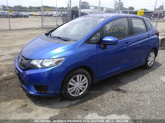 3HGGK5H56FM780373 - 2015 HONDA FIT LX BLUE photo 2