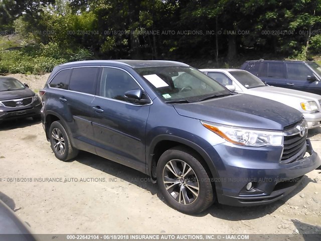 5TDJKRFH1GS296248 - 2016 TOYOTA HIGHLANDER XLE Կապույտ լուսանկար 1