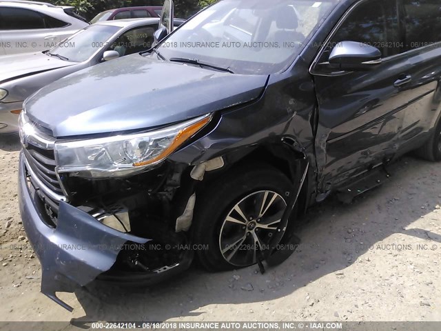 5TDJKRFH1GS296248 - 2016 TOYOTA HIGHLANDER XLE Կապույտ լուսանկար 6