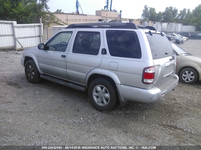 JN8DR09Y62W709553 - 2002 NISSAN PATHFINDER LE/SE SILVER photo 3