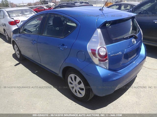 JTDKDTB35C1029496 - 2012 TOYOTA PRIUS C BLUE photo 3