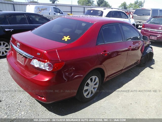 5YFBU4EE6BP001994 - 2011 TOYOTA COROLLA S/LE RED photo 4