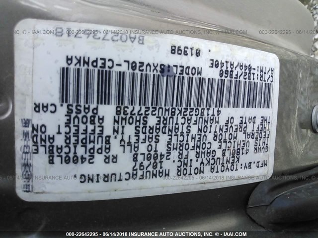 4T1BG22K8WU227738 - 1998 TOYOTA CAMRY CE/LE/XLE 灰色 照片 9