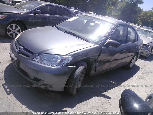 2HGES163X5H565903 - 2005 HONDA CIVIC DX VP GRAY photo 2