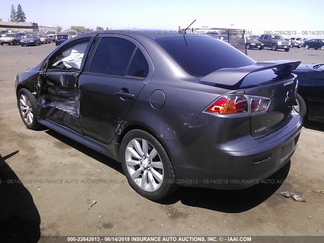 JA32U8FW6AU023413 - 2010 MITSUBISHI LANCER GTS GRAY photo 3