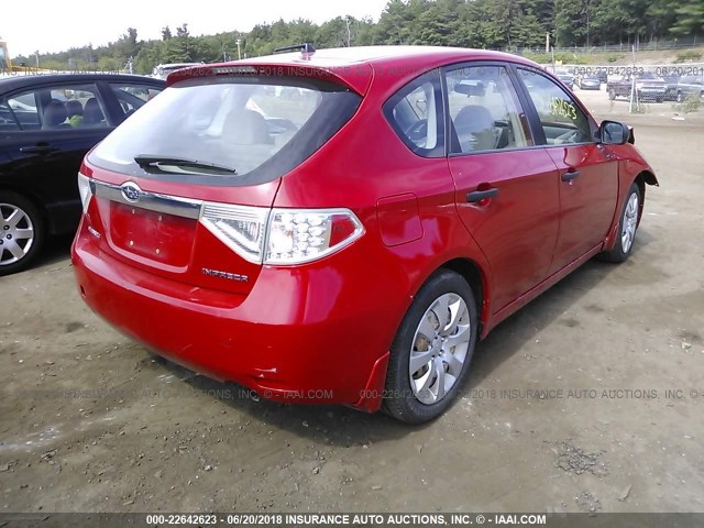 JF1GH61698H824532 - 2008 SUBARU IMPREZA 2.5I RED photo 4