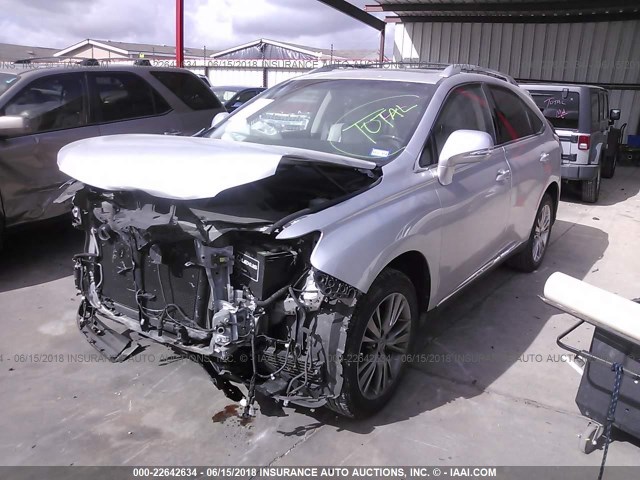 JTJBK1BA0D2450432 - 2013 LEXUS RX 350/BASE/F SPORT SILVER photo 2