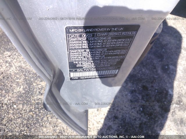 SALTW16403A822882 - 2003 LAND ROVER DISCOVERY II SE SILVER photo 9