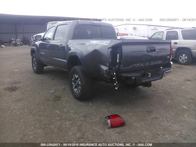 3TMCZ5AN4GM005963 - 2016 TOYOTA TACOMA DBL CAB/SR/SR5/TRD SPT/OR GRAY photo 3