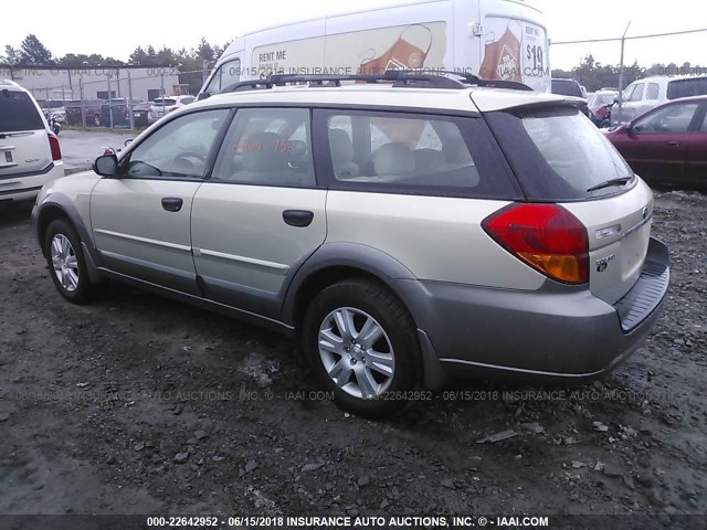 4S4BP61CX57331923 - 2005 SUBARU LEGACY OUTBACK 2.5I BEIGE photo 3