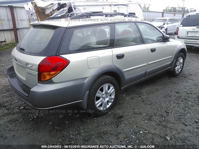 4S4BP61CX57331923 - 2005 SUBARU LEGACY OUTBACK 2.5I BEIGE photo 4