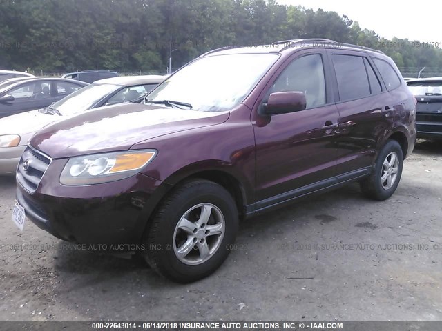 5NMSG13D77H080982 - 2007 HYUNDAI SANTA FE GLS BURGUNDY photo 2