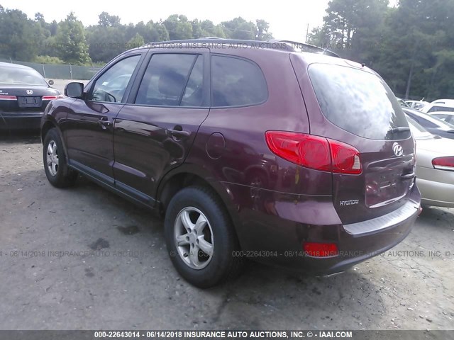 5NMSG13D77H080982 - 2007 HYUNDAI SANTA FE GLS BURGUNDY photo 3