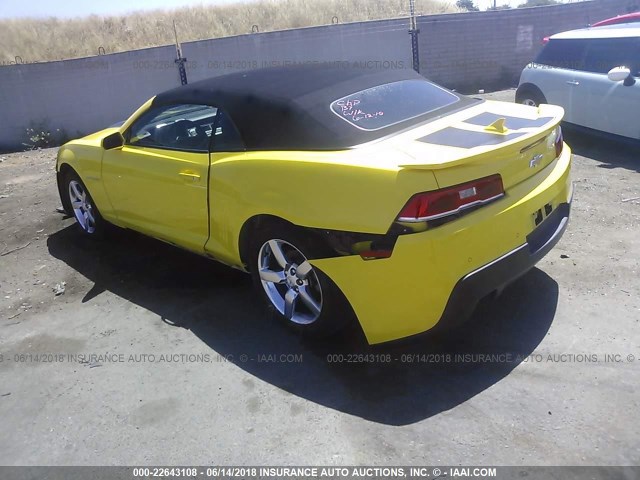 2G1FD3D31F9133247 - 2015 CHEVROLET CAMARO LT YELLOW photo 3