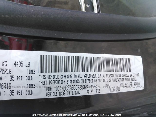 1C4NJCEA5GD735324 - 2016 JEEP COMPASS LATITUDE 黑色 照片 9