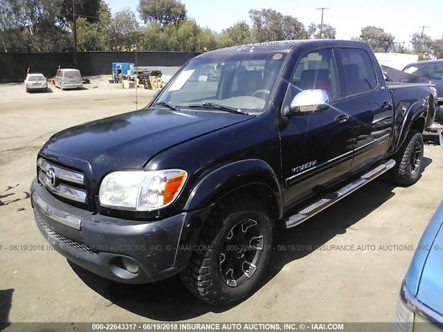 5TBDT44185S501590 - 2005 TOYOTA TUNDRA DOUBLE CAB SR5 BLACK photo 2