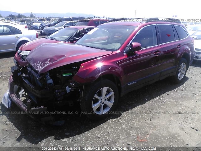 4S4BRBLC9E3278669 - 2014 SUBARU OUTBACK 2.5I LIMITED RED photo 2