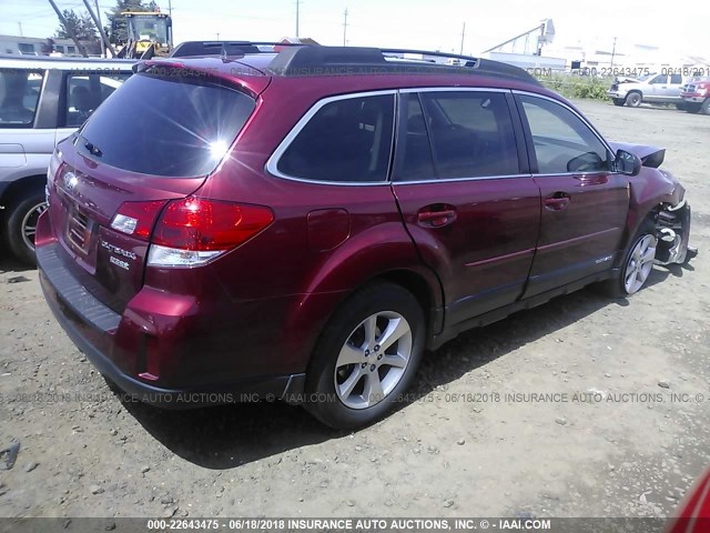 4S4BRBLC9E3278669 - 2014 SUBARU OUTBACK 2.5I LIMITED RED photo 4