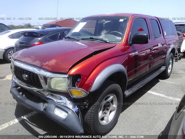 5TEGN92N14Z381179 - 2004 TOYOTA TACOMA DOUBLE CAB PRERUNNER RED photo 2