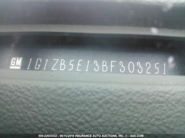 1G1ZB5E13BF303251 - 2011 CHEVROLET MALIBU LS 黑色 照片 9