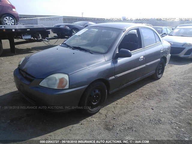 KNADC125836223523 - 2003 KIA RIO GRAY photo 2