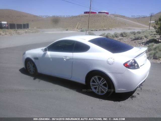 KMHHM66D08U266364 - 2008 HYUNDAI TIBURON GS WHITE photo 3