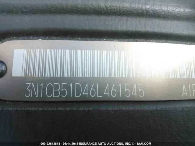 3N1CB51D46L461545 - 2006 NISSAN SENTRA 1.8/1.8S SILVER photo 9