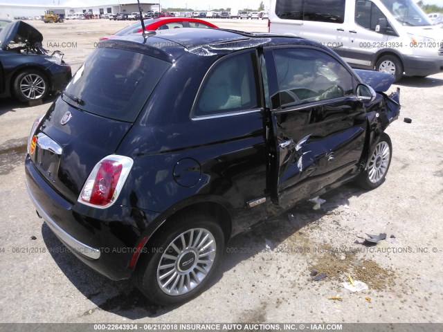 3C3CFFCR2FT741405 - 2015 FIAT 500 LOUNGE BLACK photo 4