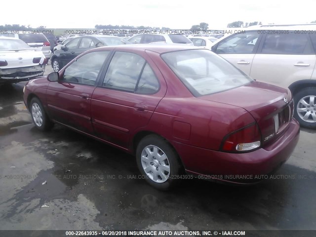 3N1CB51D0YL340224 - 2000 NISSAN SENTRA XE/GXE RED photo 3