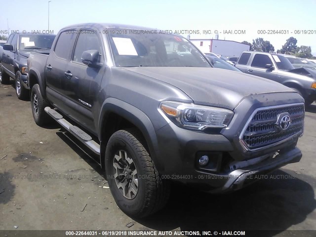 3TMAZ5CN4GM004834 - 2016 TOYOTA TACOMA DBL CAB/SR5/TRD SPORT/OR GRAY photo 1