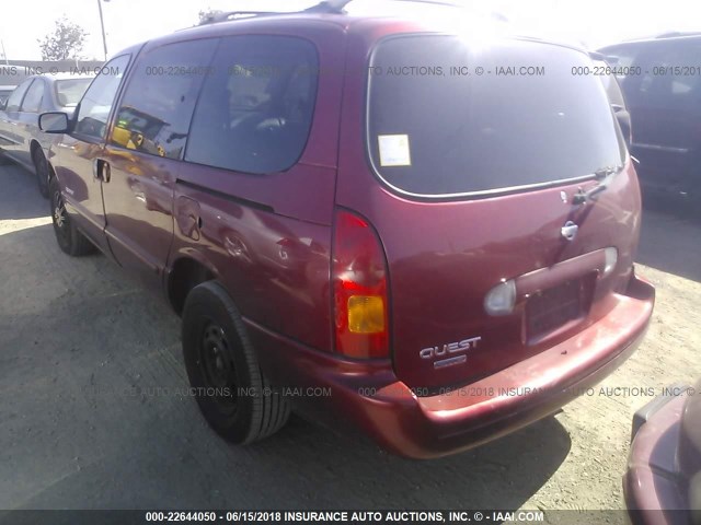 4N2XN11T7YD835187 - 2000 NISSAN QUEST SE/GLE/GXE RED photo 3