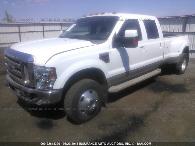 1FTWW33R38EB93666 - 2008 FORD F350 4X4 CREWCAB SUPER DUTY WHITE photo 2