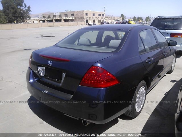 JHMCM56107C008993 - 2007 HONDA ACCORD VALUE BLUE photo 4