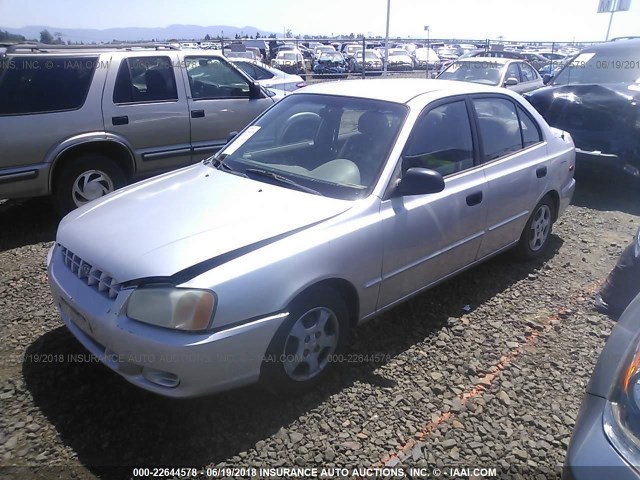 KMHCG45C61U211163 - 2001 HYUNDAI ACCENT GL SILVER photo 2