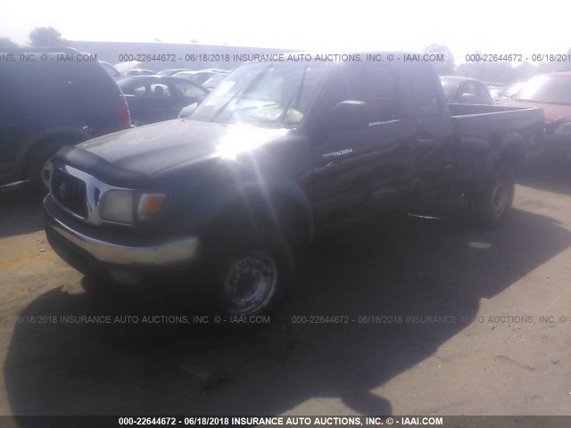 5TEWN72N81Z723285 - 2001 TOYOTA TACOMA XTRACAB BLACK photo 2