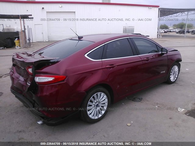 3FA6P0LU4DR202291 - 2013 FORD FUSION SE HYBRID RED photo 4