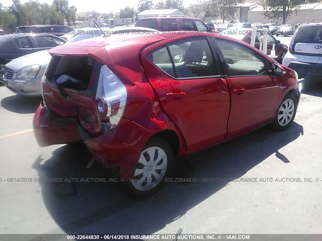 JTDKDTB34E1075730 - 2014 TOYOTA PRIUS C RED photo 4