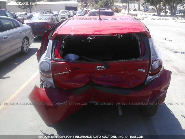 JTDKDTB34E1075730 - 2014 TOYOTA PRIUS C RED photo 6