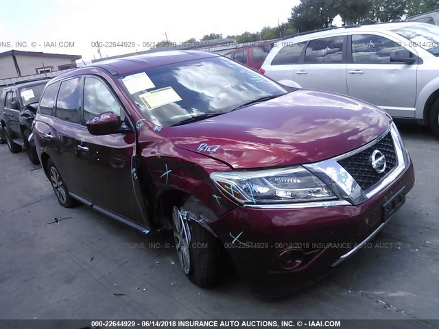 5N1AR2MN9FC627083 - 2015 NISSAN PATHFINDER S/SV/SL/PLATINUM 红色 照片 1