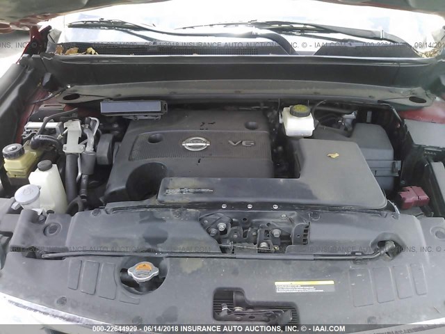 5N1AR2MN9FC627083 - 2015 NISSAN PATHFINDER S/SV/SL/PLATINUM 红色 照片 10