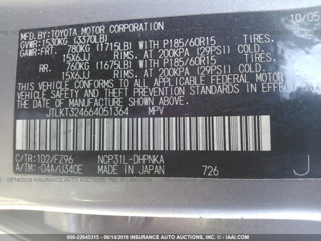 JTLKT324664051364 - 2006 TOYOTA SCION XB Gümüş foto 9