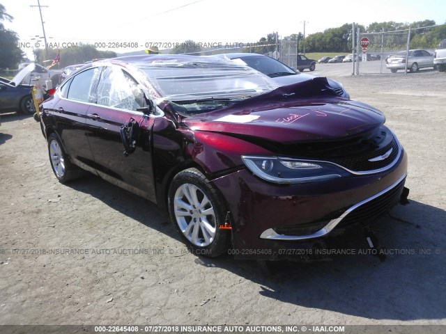 1C3CCCAB7GN153322 - 2016 CHRYSLER 200 LIMITED MAROON photo 1
