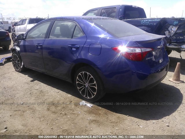 5YFBURHE3FP341828 - 2015 TOYOTA COROLLA L/LE/LE PLS/PRM/S/S PLS BLUE photo 3