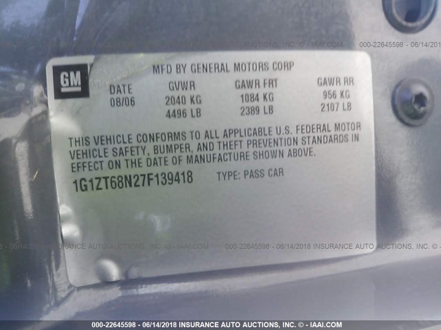 1G1ZT68N27F139418 - 2007 CHEVROLET MALIBU MAXX LT GRAY photo 9