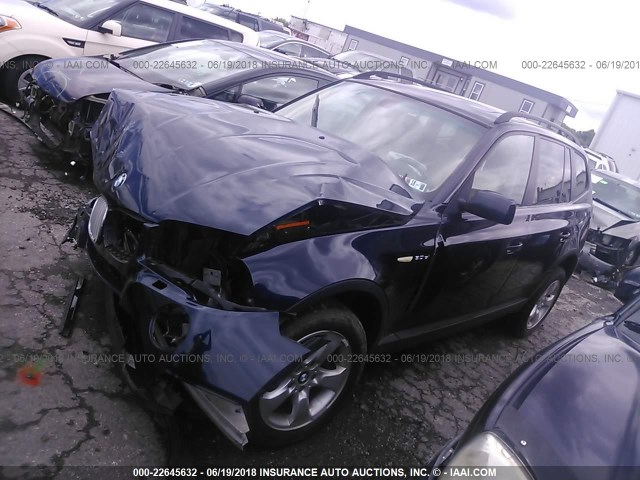 WBXPC93458WJ14628 - 2008 BMW X3 3.0SI BLUE photo 2